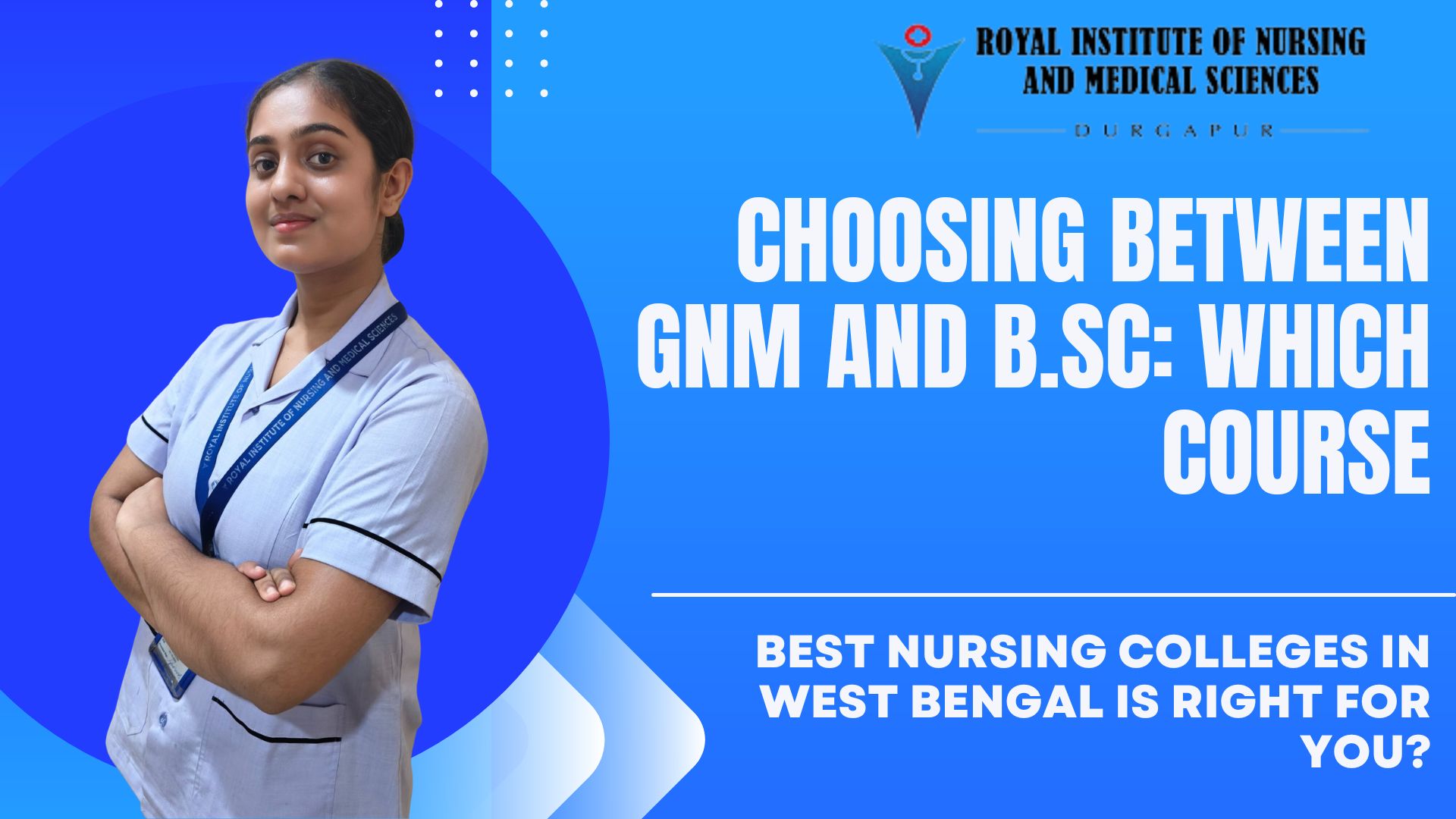 Nursing student in uniform holding books at the best nursing college in West Bengal