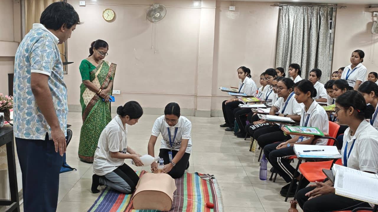 RINMS GNM Nursing students practising CPR under faculty supervision, Durgapur