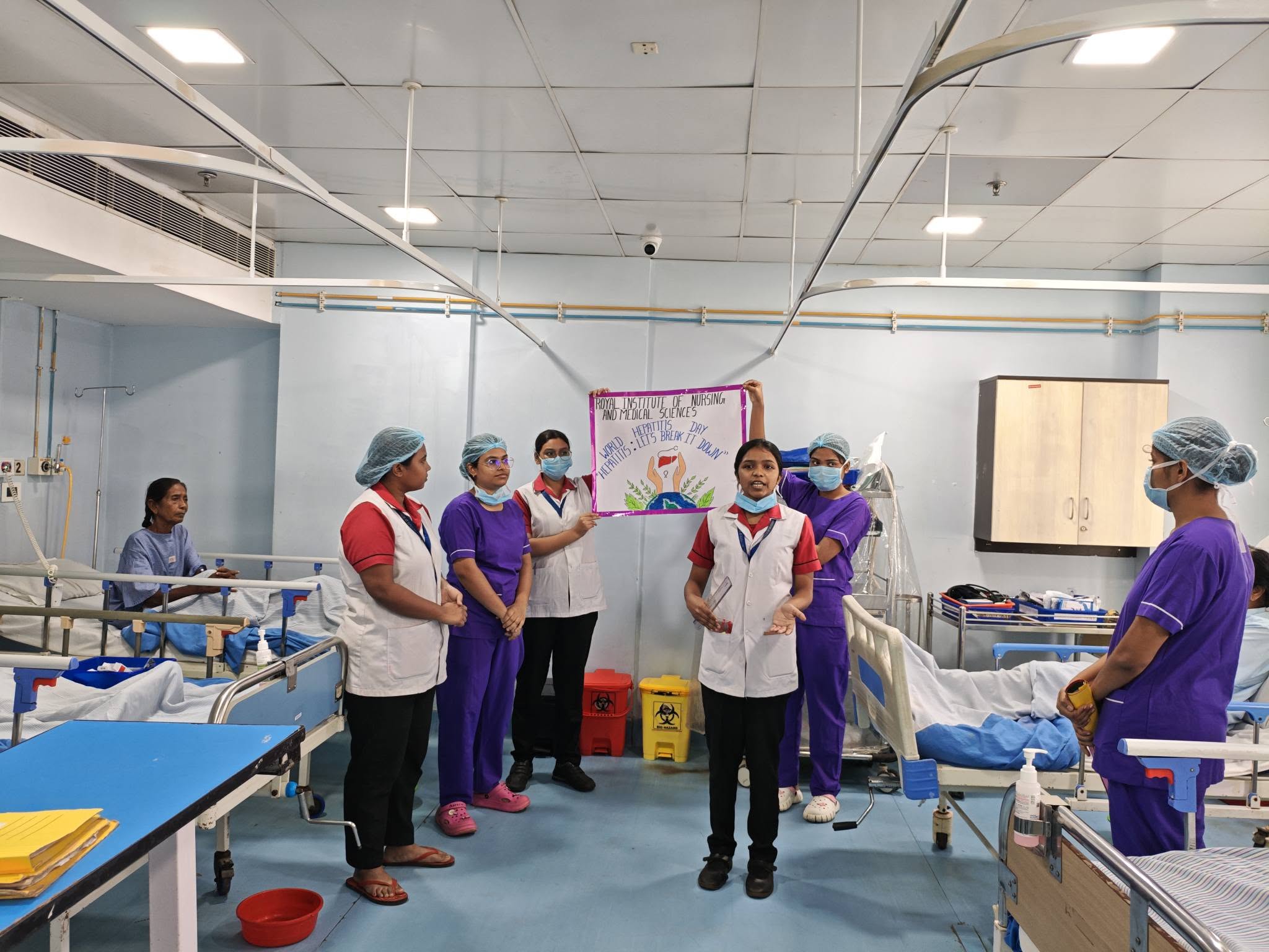 RINMS B.Sc Nursing students during clinical training in the institute's own hospital ward, Durgapur